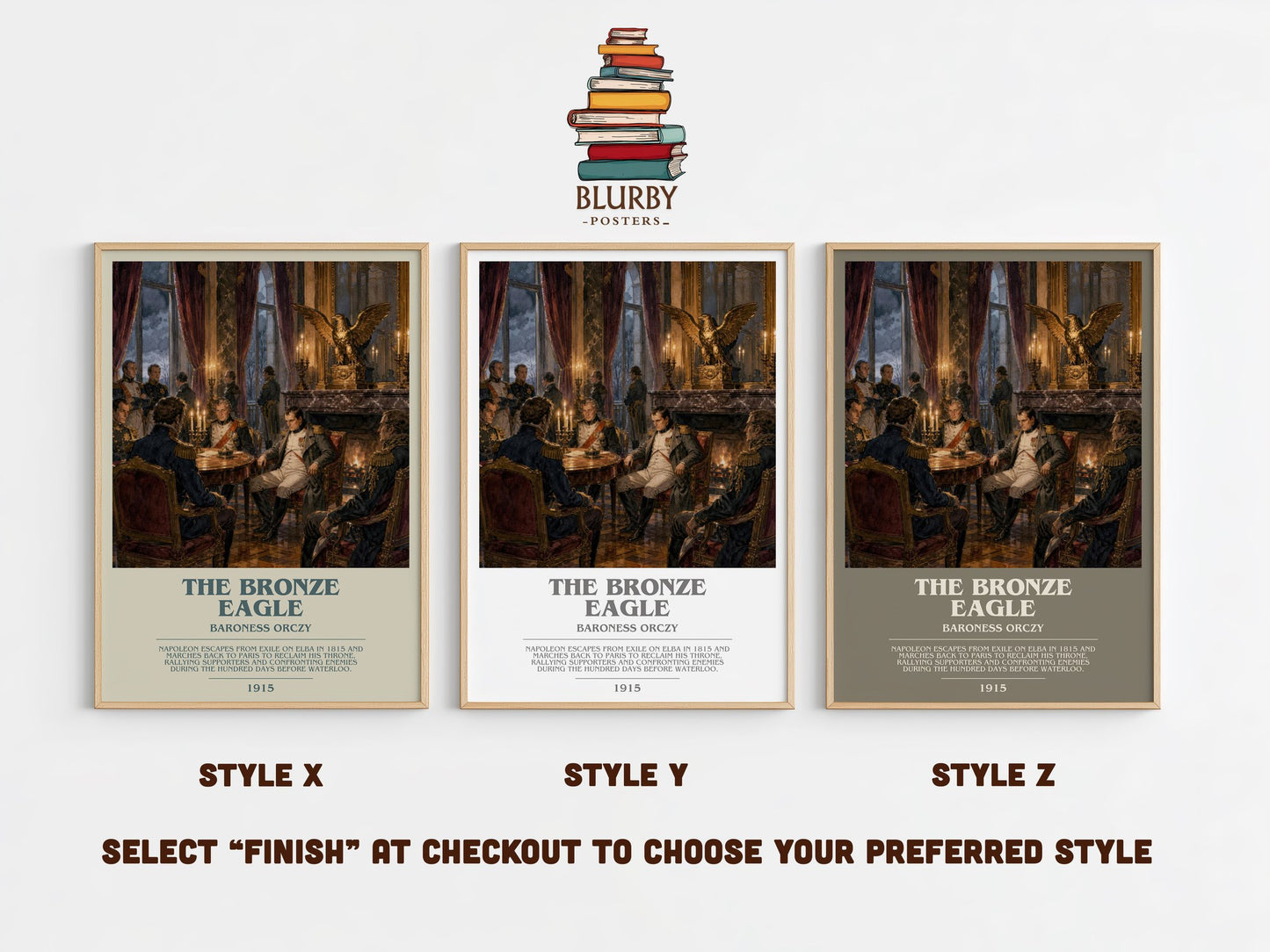 The Bronze Eagle bookish print in frame leaning in hallway – historical fiction wall art