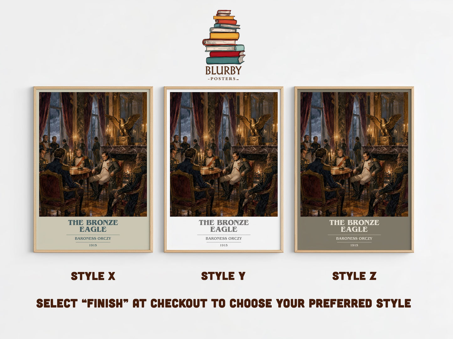 The Bronze Eagle book cover print in frame leaning in hallway – historical fiction wall art