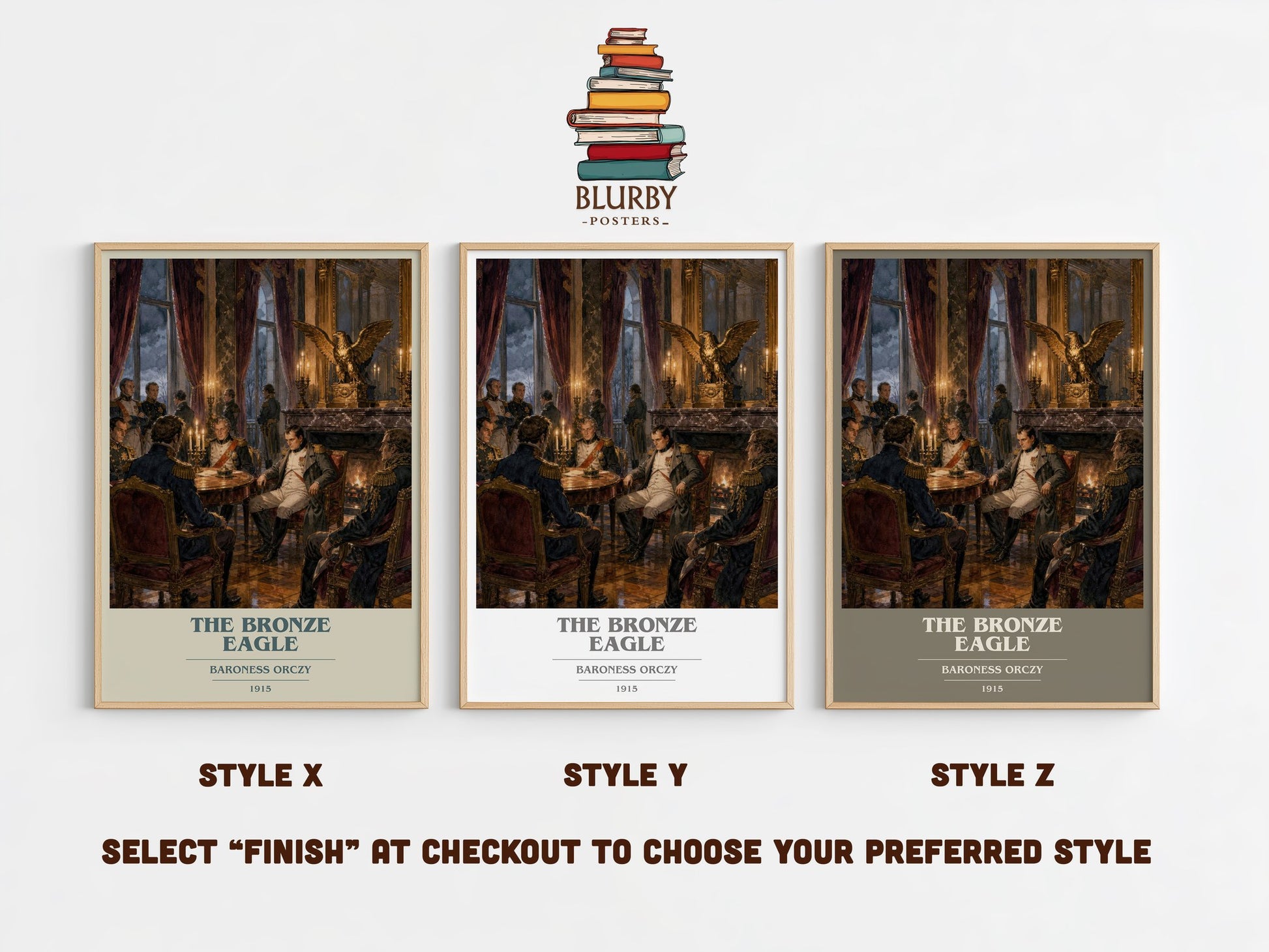 The Bronze Eagle book cover print in frame leaning in hallway – historical fiction wall art