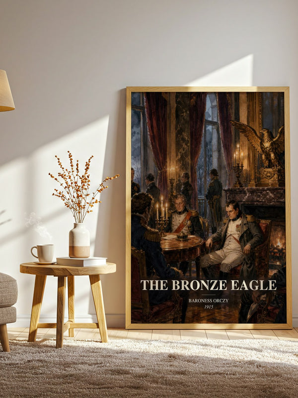 The Bronze Eagle watercolour print in frame leaning in hallway – historical fiction wall art