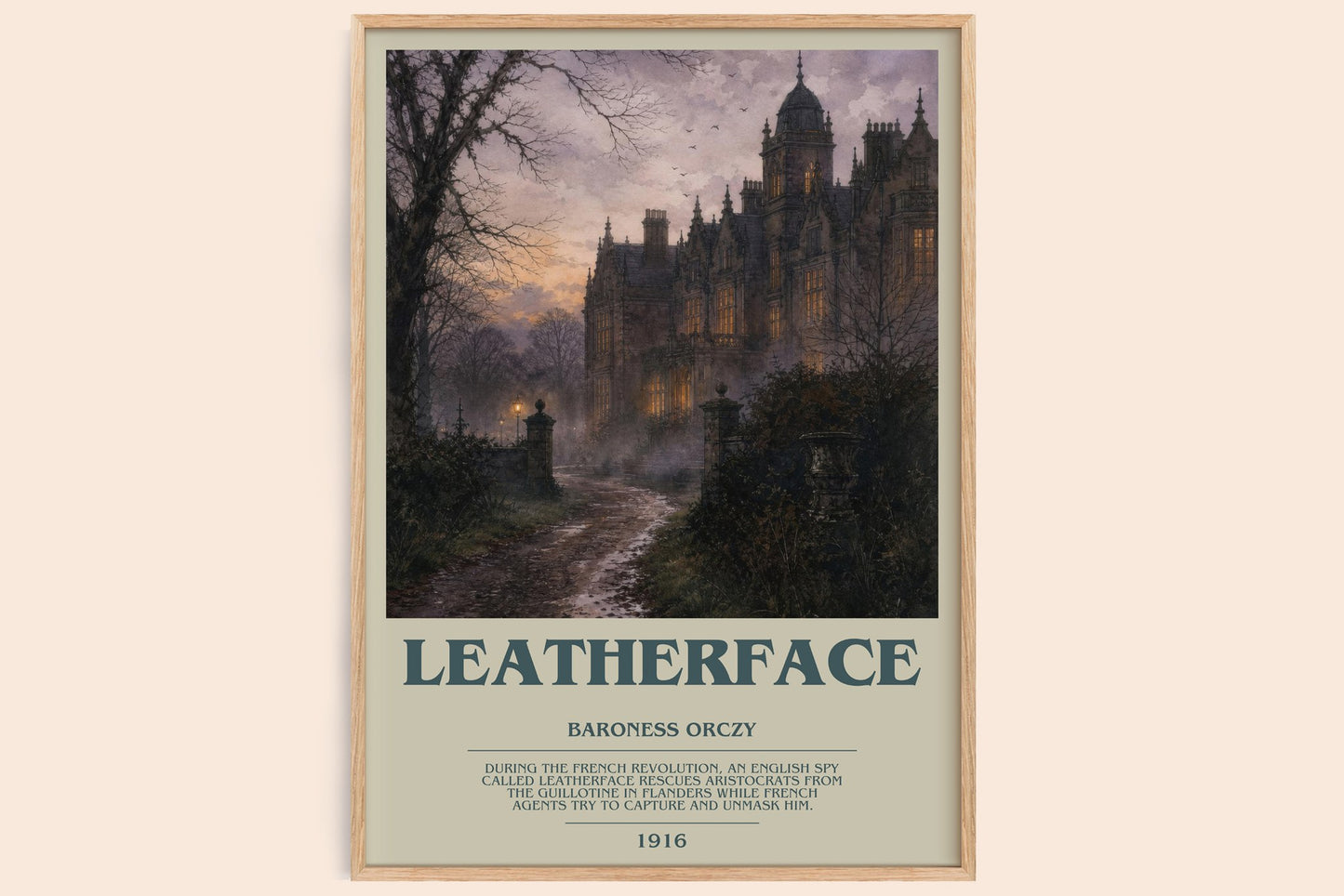 Leatherface bookish book poster by Baroness Orczy – framed literary art print