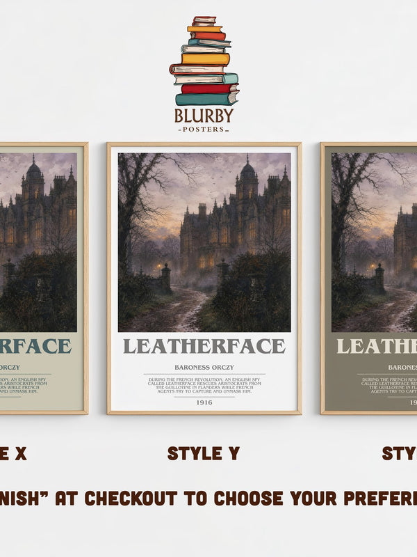 Leatherface bookish print in frame leaning in hallway – historical fiction wall art