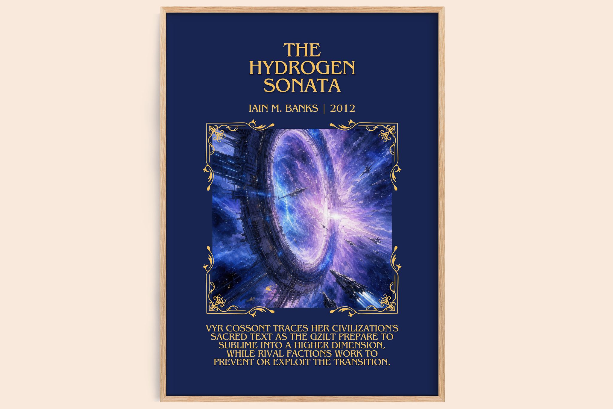 The Hydrogen Sonata Minimalist Book Poster by Iain M. Banks
