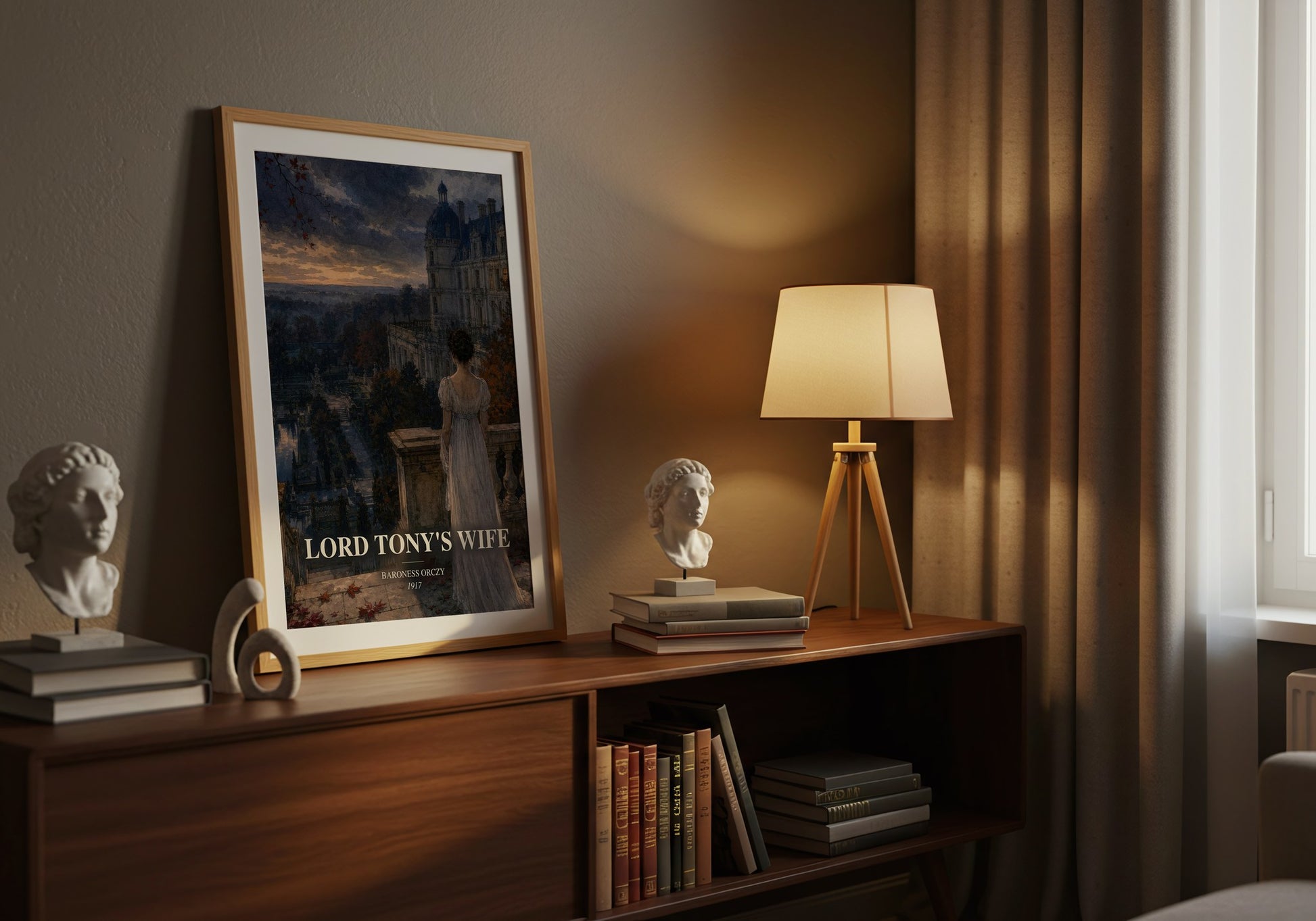 Lord Tony'S Wife watercolour print on bookshelf – Baroness Orczy fan gift