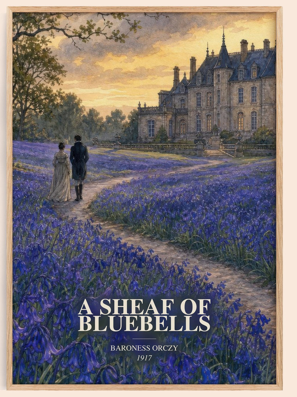 A Sheaf Of Bluebells watercolour book poster by Baroness Orczy – framed literary art print