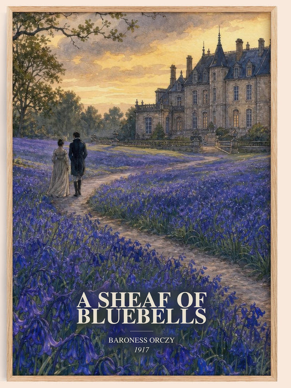 A Sheaf Of Bluebells watercolour book poster by Baroness Orczy – framed literary art print