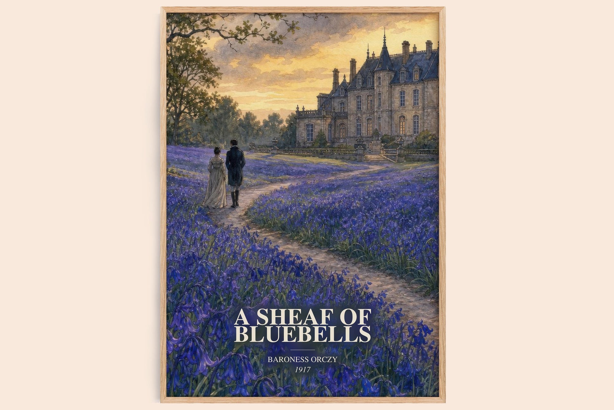 A Sheaf Of Bluebells watercolour book poster by Baroness Orczy – framed literary art print