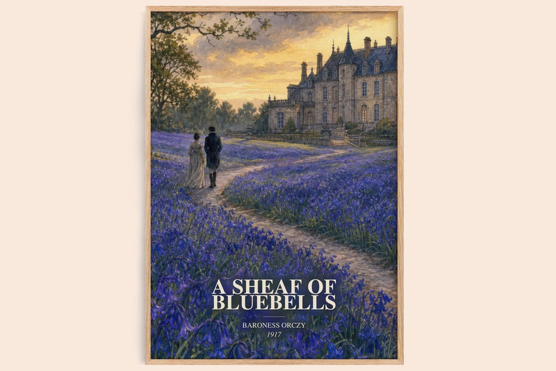 A Sheaf Of Bluebells watercolour book poster by Baroness Orczy – framed literary art print