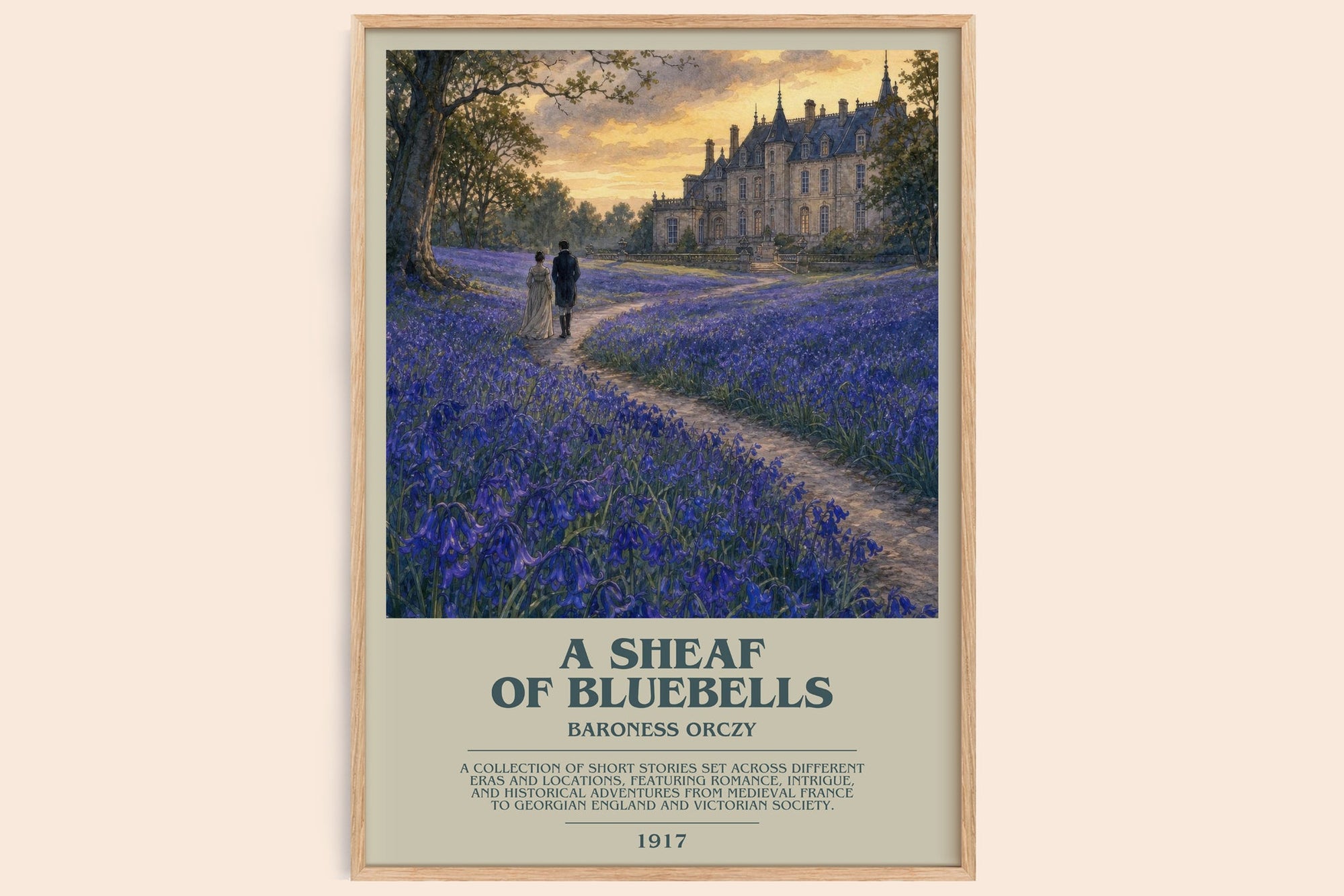 A Sheaf Of Bluebells bookish book poster by Baroness Orczy – framed literary art print