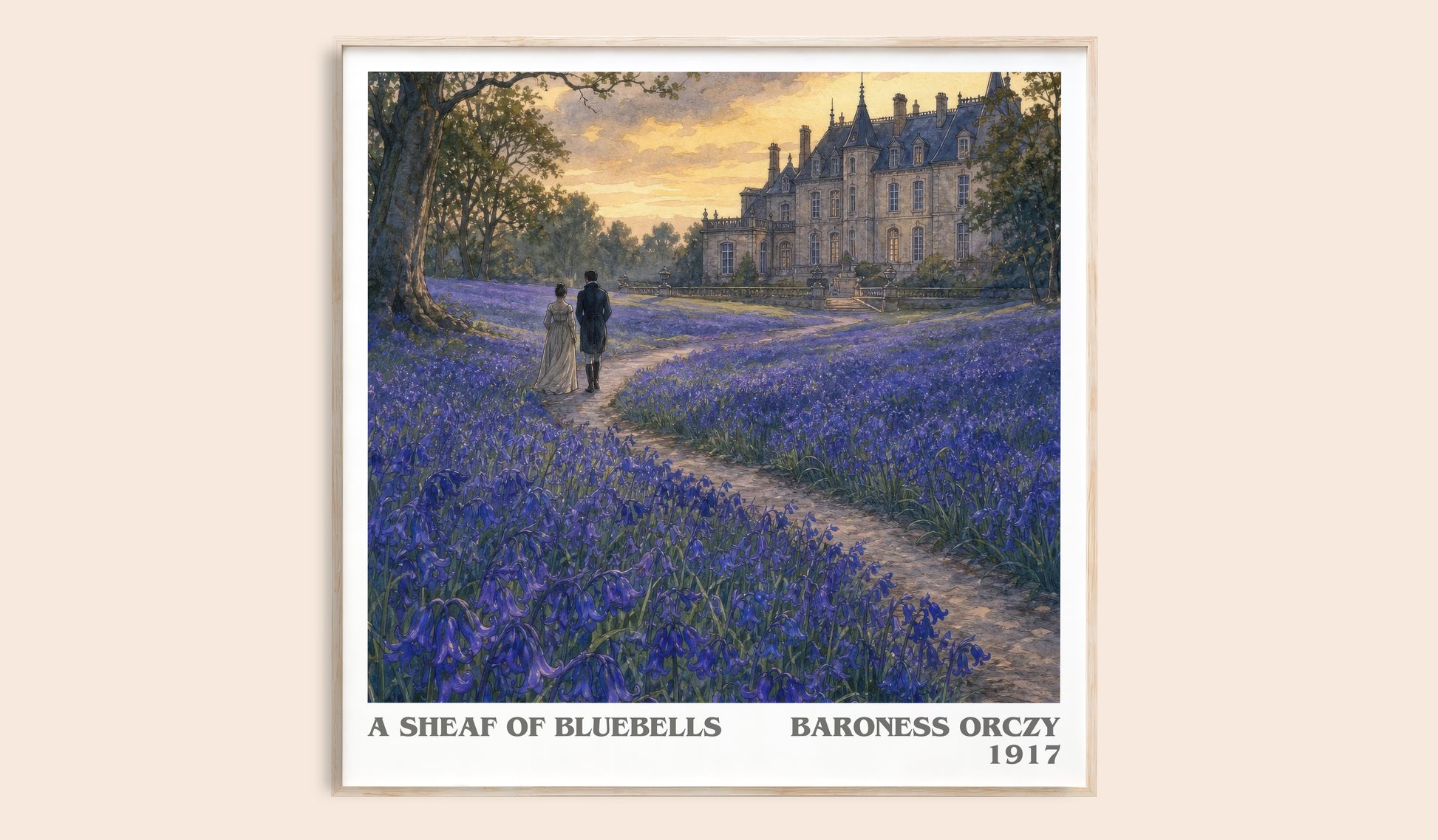 A Sheaf Of Bluebells literary book poster by Baroness Orczy – framed literary art print