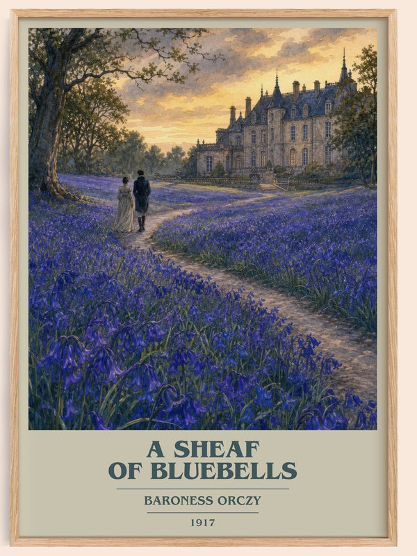 A Sheaf Of Bluebells book cover book poster by Baroness Orczy – framed literary art print