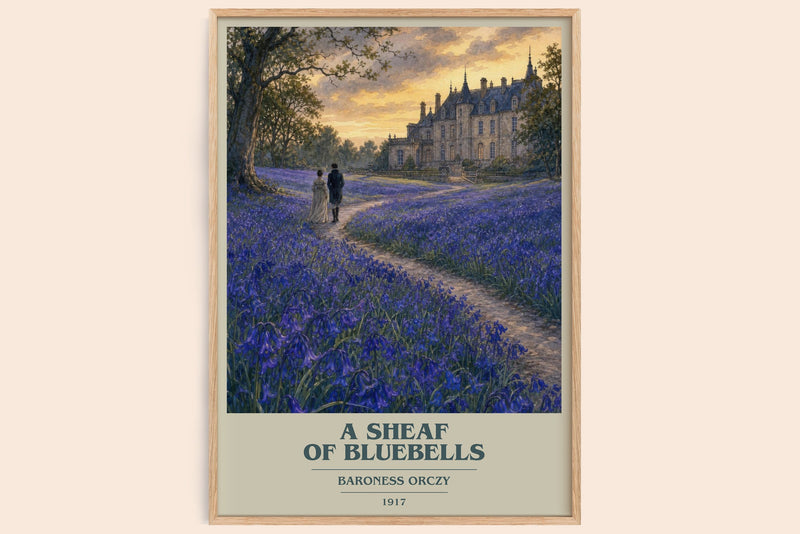 A Sheaf Of Bluebells book cover book poster by Baroness Orczy – framed literary art print