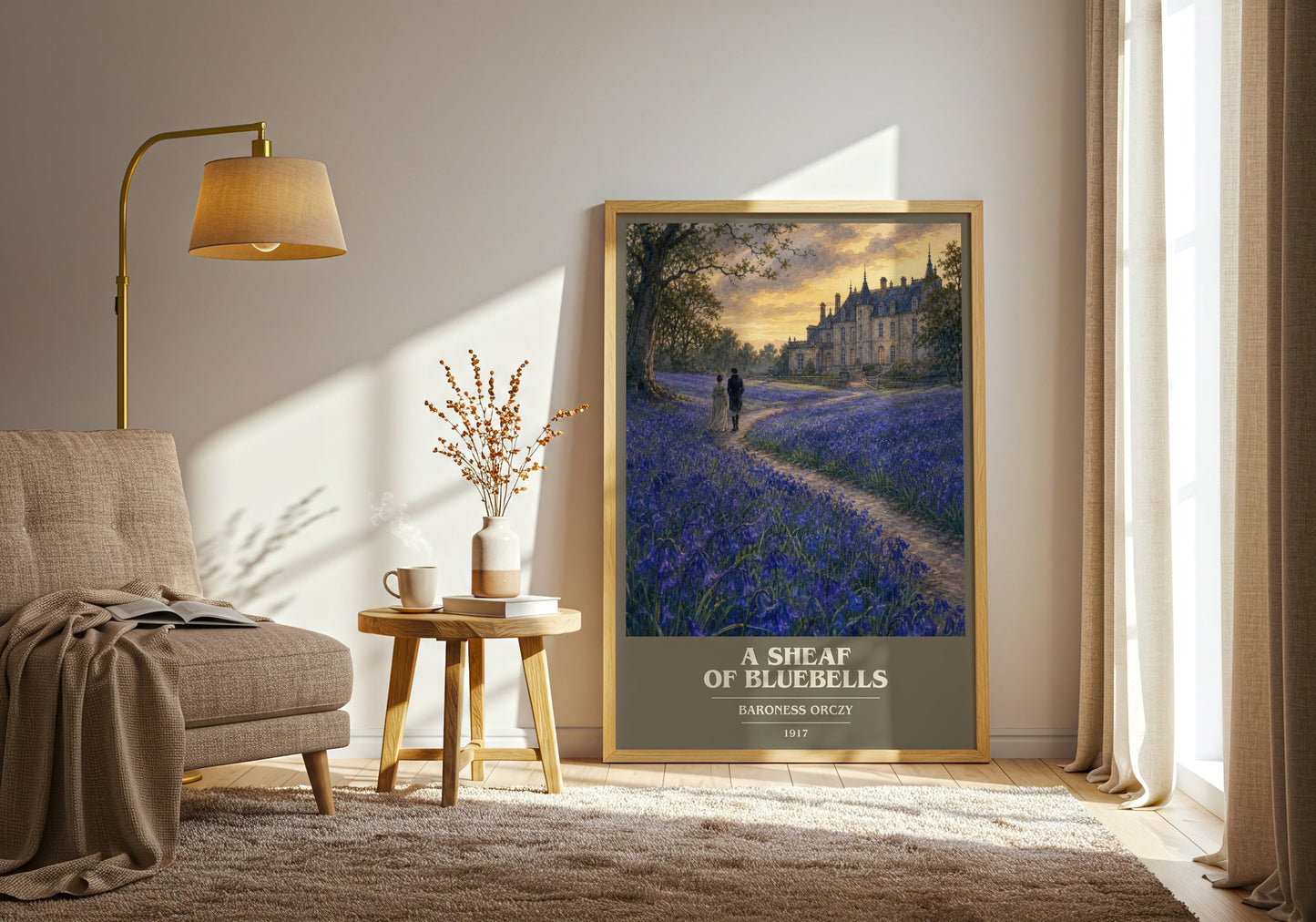 A Sheaf Of Bluebells book cover print on bookshelf – Baroness Orczy fan gift