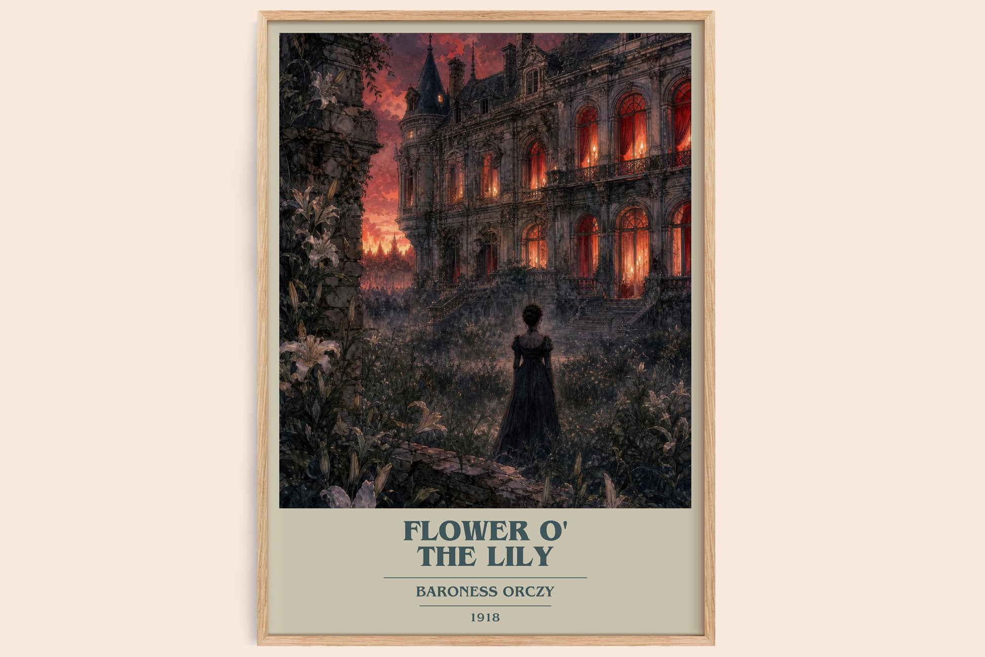 Flower O' The Lily book cover book poster by Baroness Orczy – framed literary art print