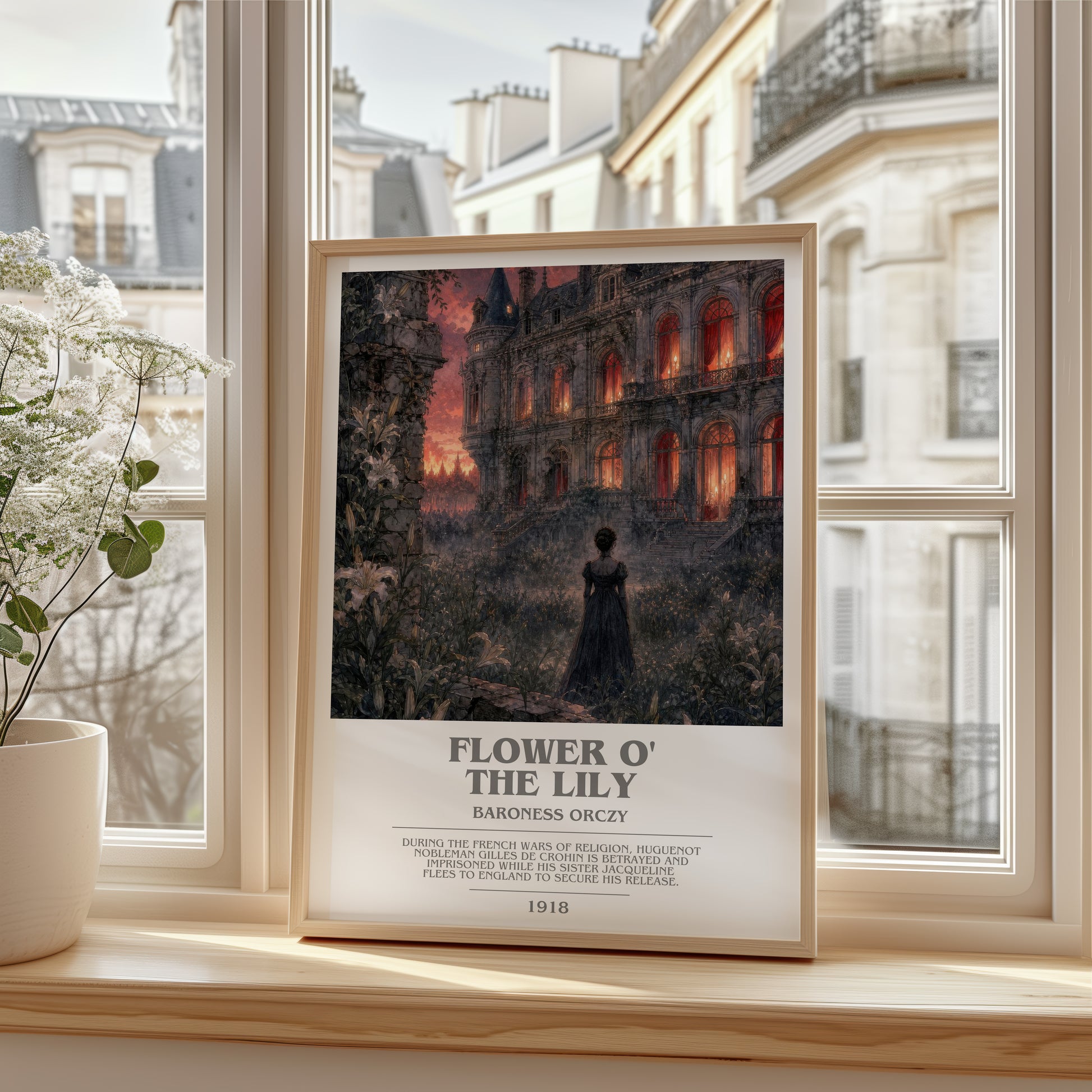Flower O' The Lily bookish poster colour and style options – Baroness Orczy book art