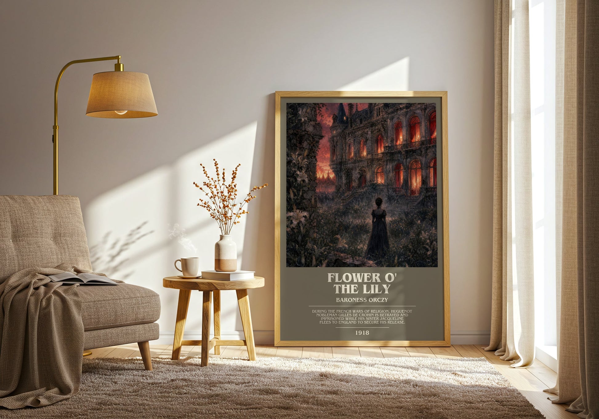 Flower O' The Lily bookish print on bookshelf – Baroness Orczy fan gift