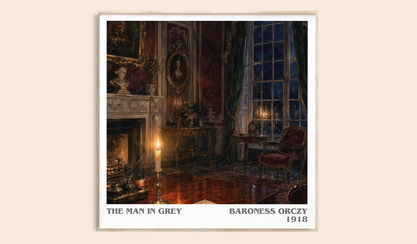 The Man In Grey literary book poster by Baroness Orczy – framed literary art print