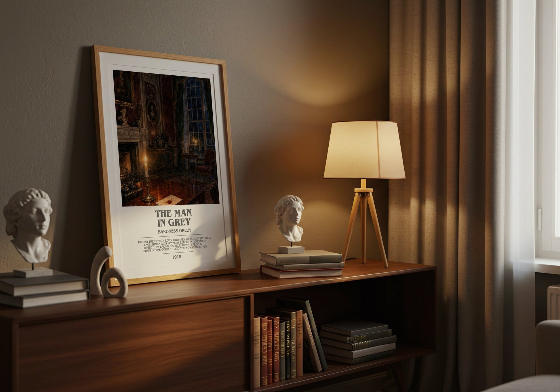 The Man In Grey bookish book poster framed on wall – historical fiction wall art