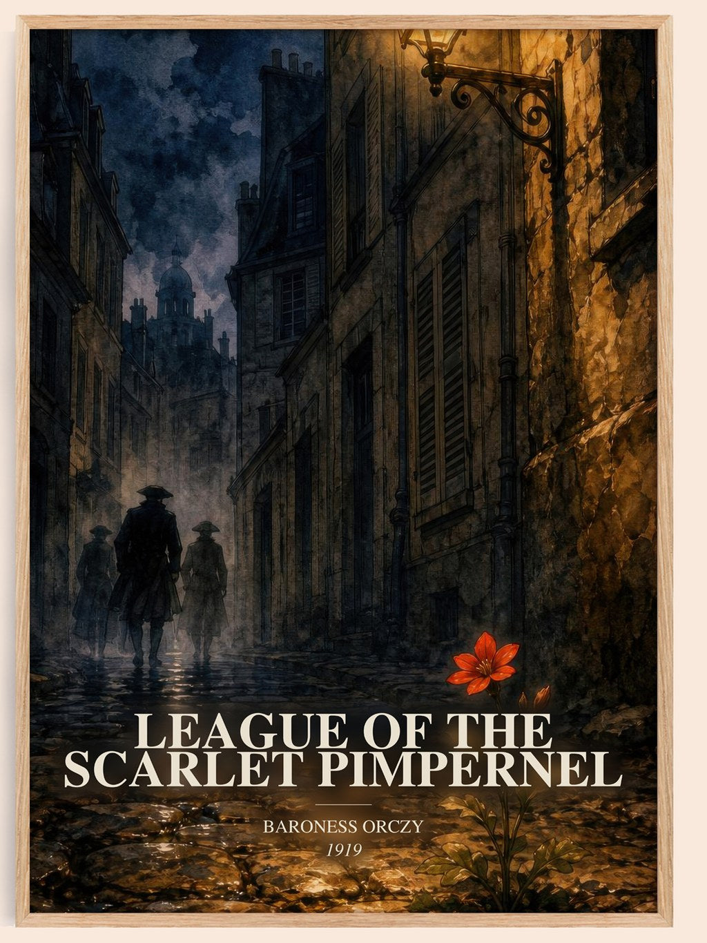 League Of The Scarlet Pimpernel watercolour book poster by Baroness Orczy – framed literary art print