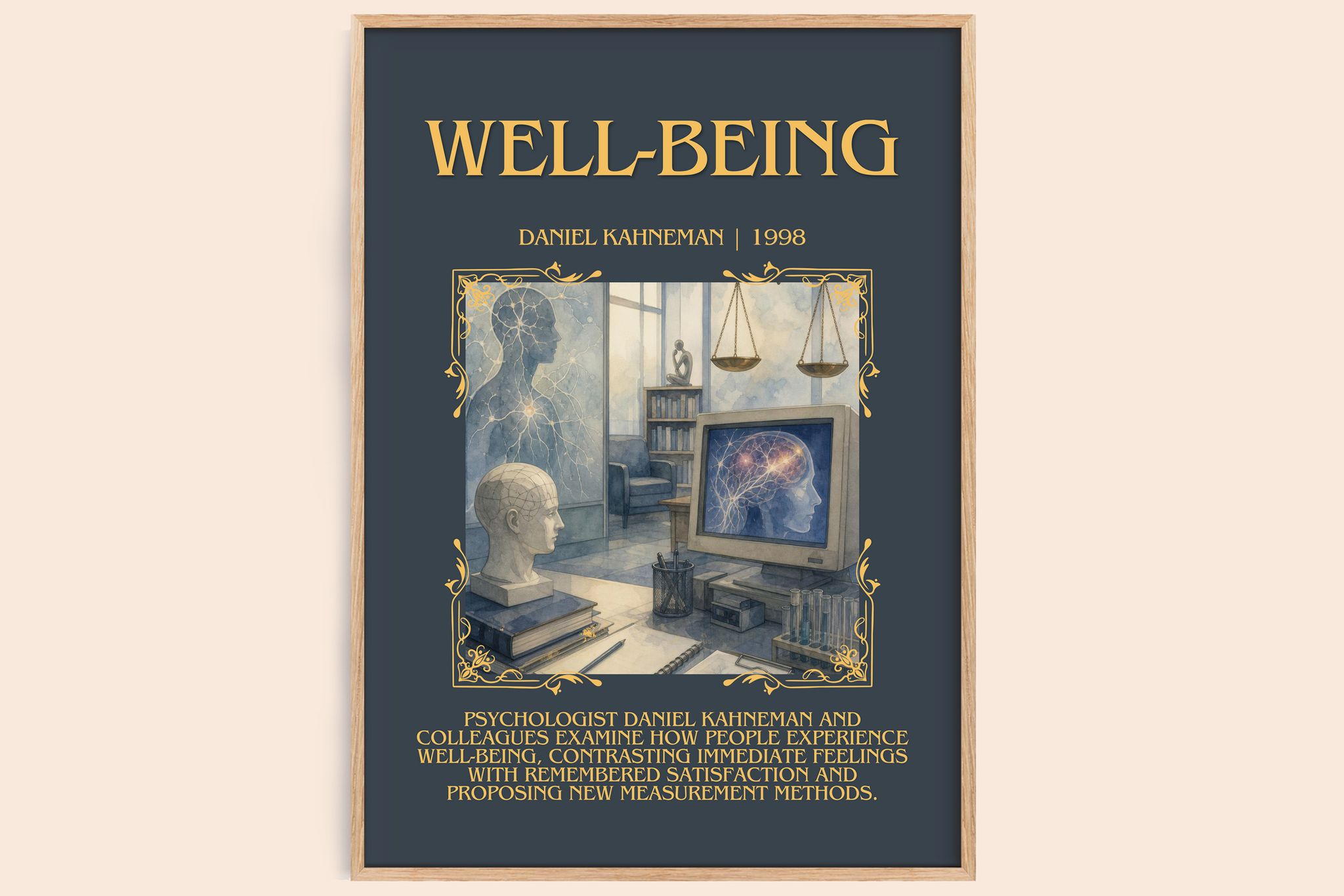 Well-being Minimalist Book Poster by Daniel Kahneman