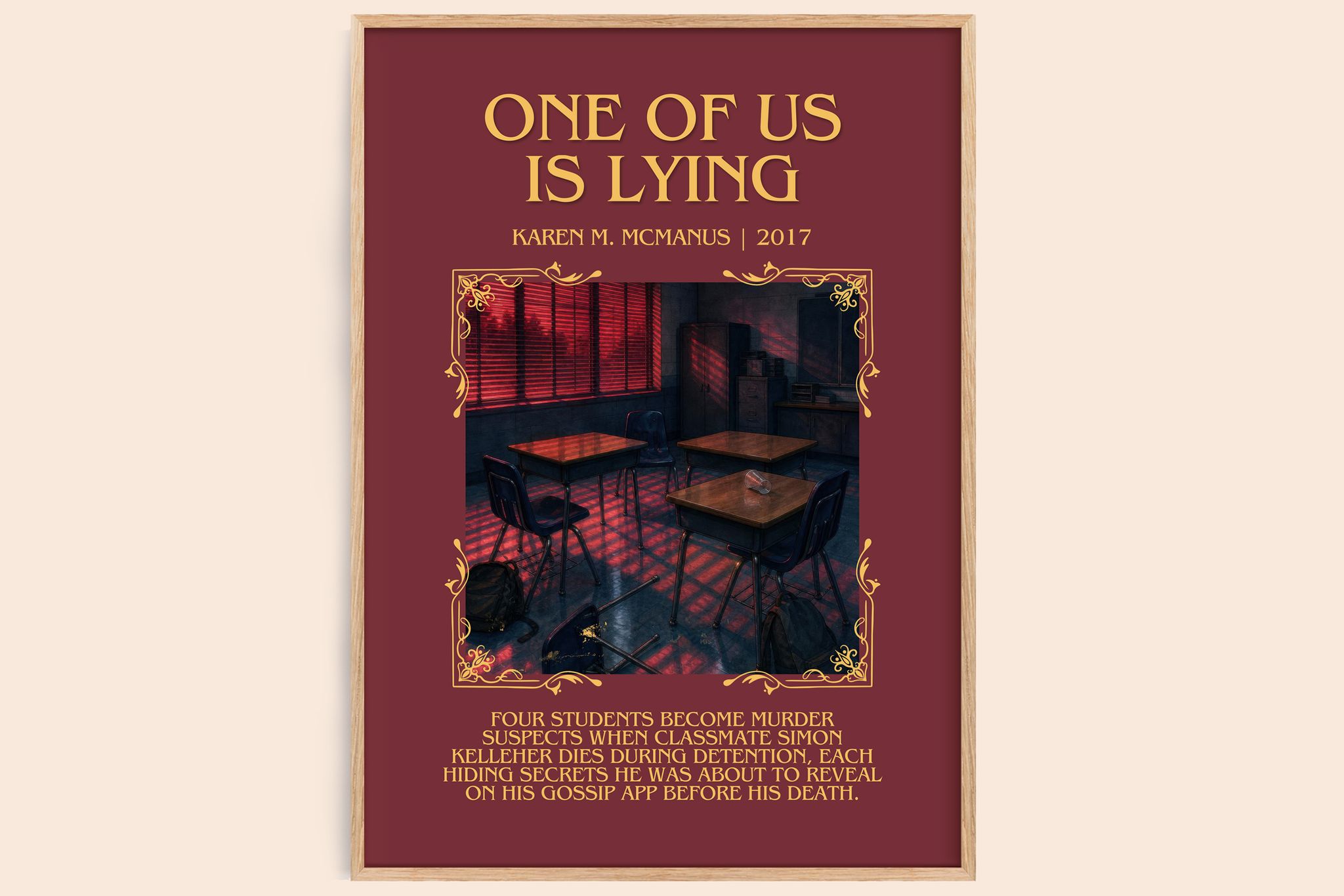 One Of Us Is Lying Minimalist Book Poster by Karen M. McManus