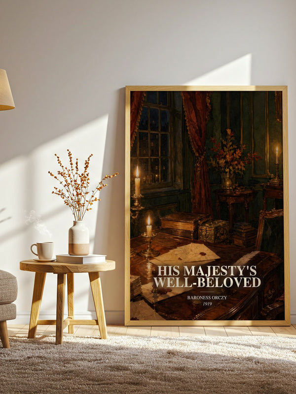His Majesty'S Well-Beloved watercolour print in frame leaning in hallway – historical fiction wall art