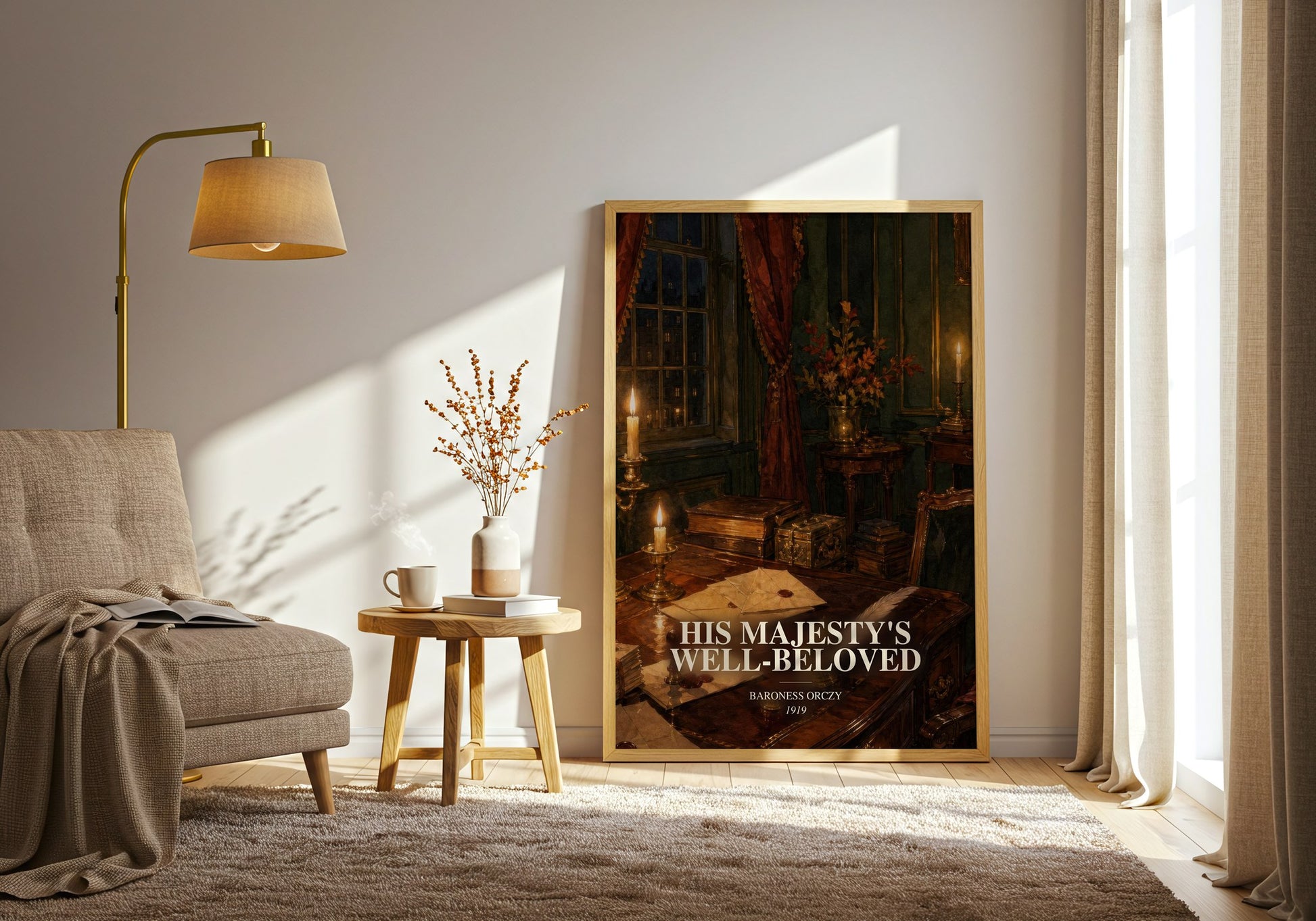 His Majesty'S Well-Beloved watercolour print in frame leaning in hallway – historical fiction wall art