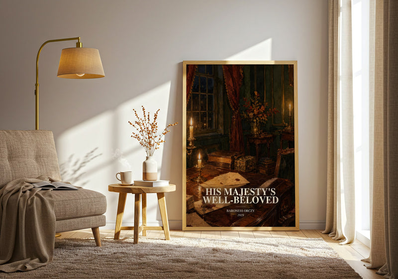 His Majesty'S Well-Beloved watercolour print in frame leaning in hallway – historical fiction wall art