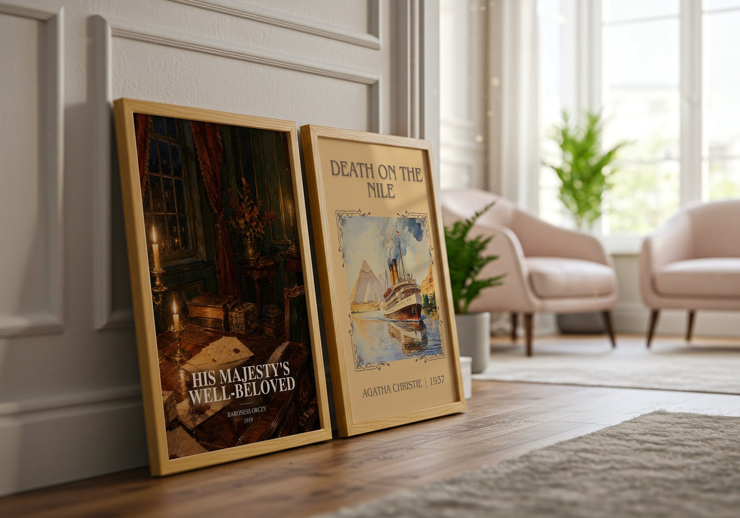 His Majesty'S Well-Beloved watercolour print framed by window – literary home decor