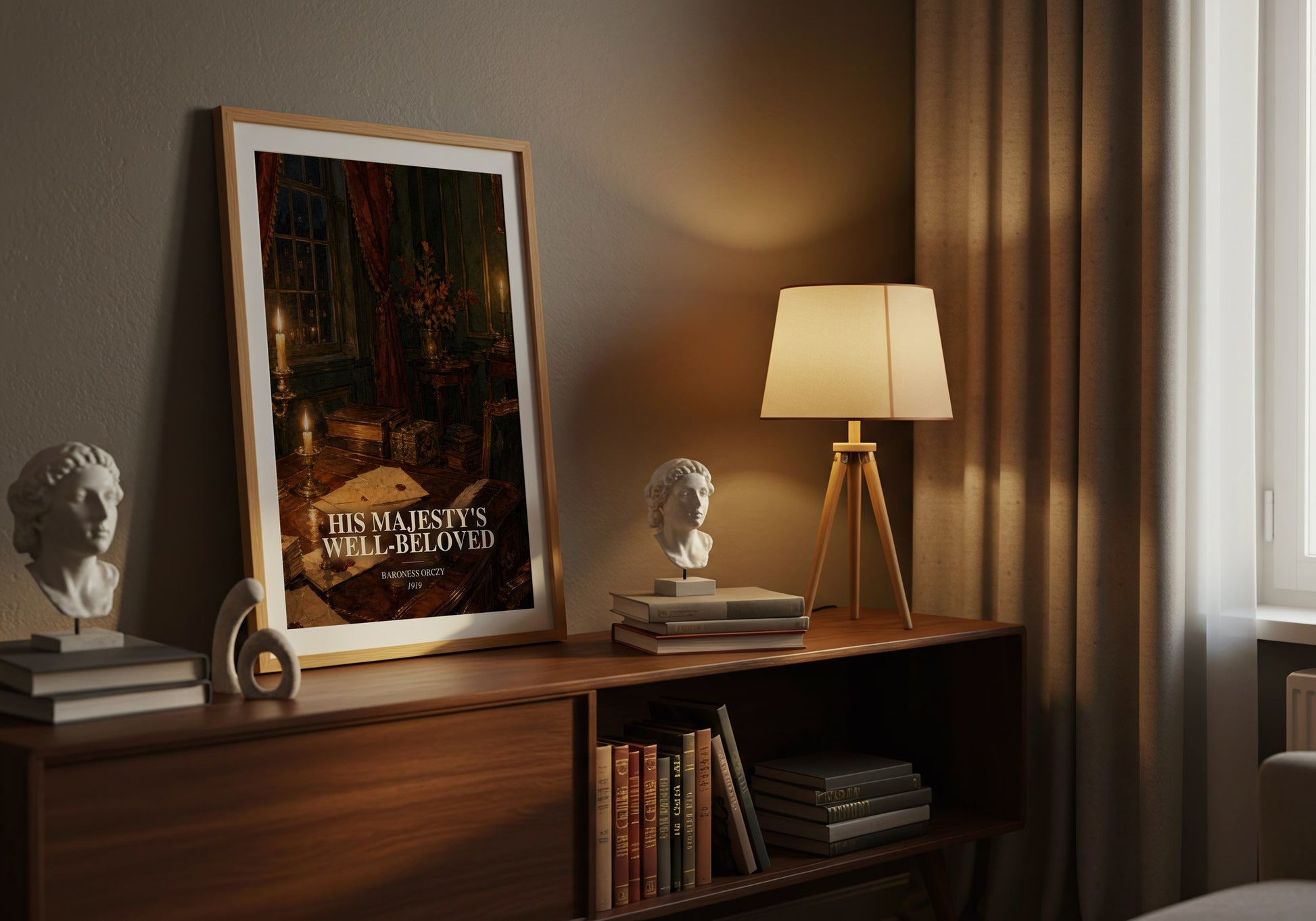 His Majesty'S Well-Beloved watercolour print on bookshelf – Baroness Orczy fan gift