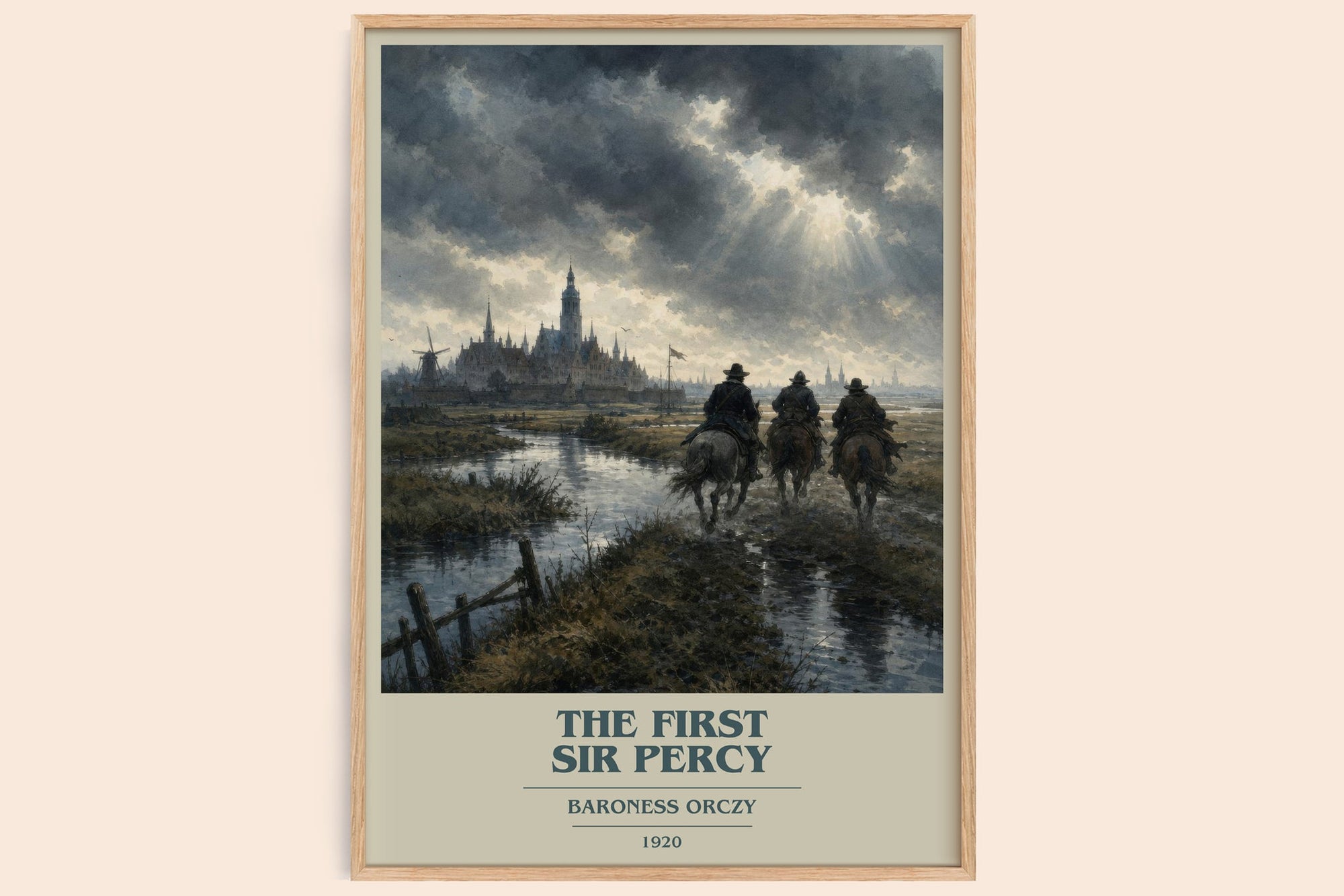 The First Sir Percy book cover book poster by Baroness Orczy – framed literary art print