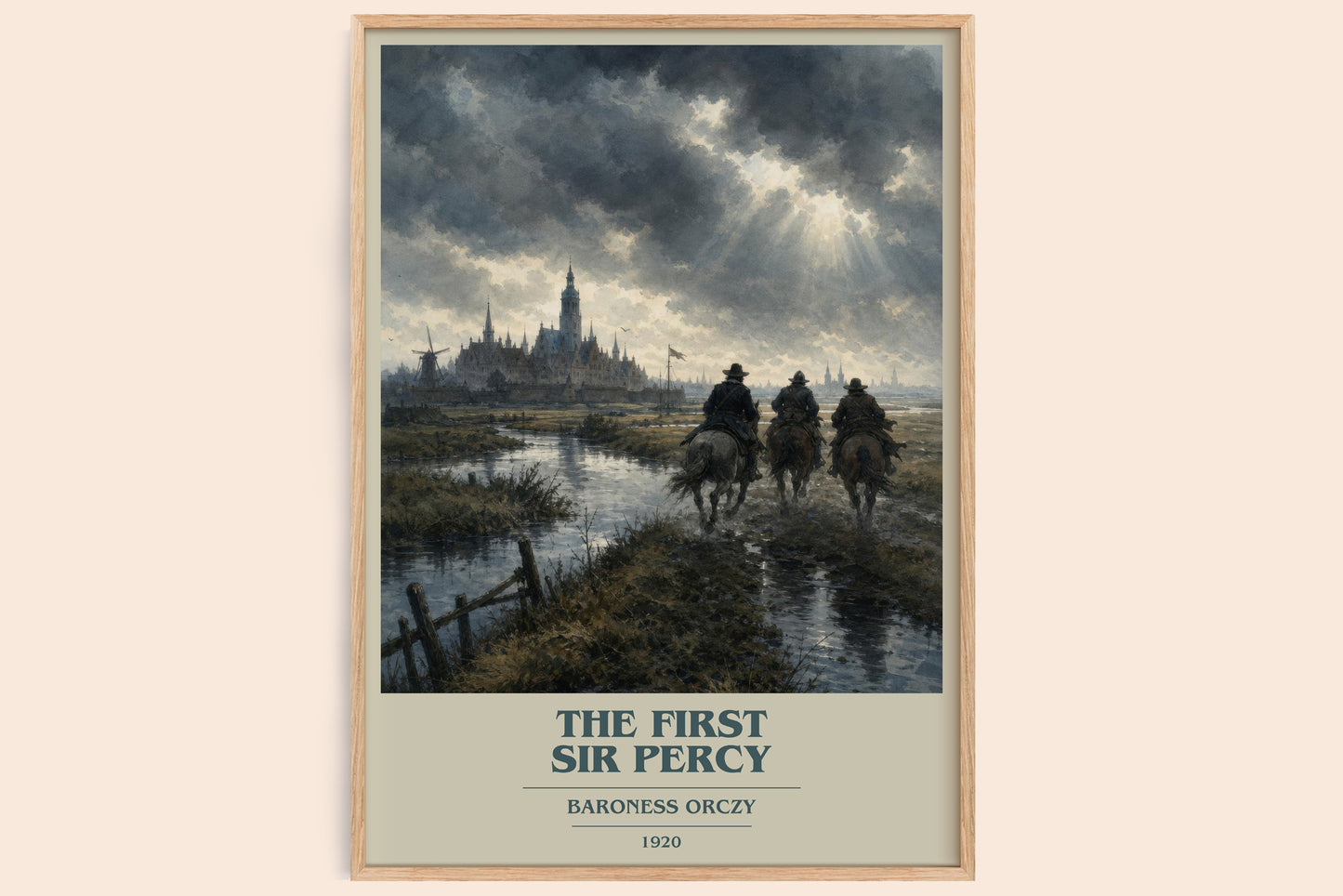 The First Sir Percy book cover book poster by Baroness Orczy – framed literary art print