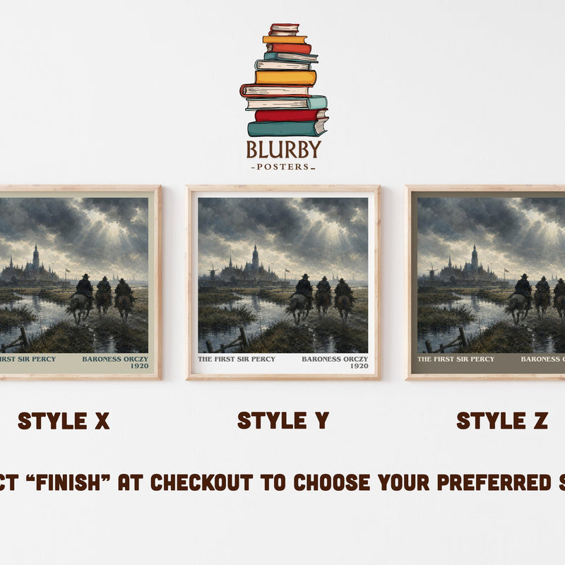 The First Sir Percy literary print in frame leaning in hallway – historical fiction wall art