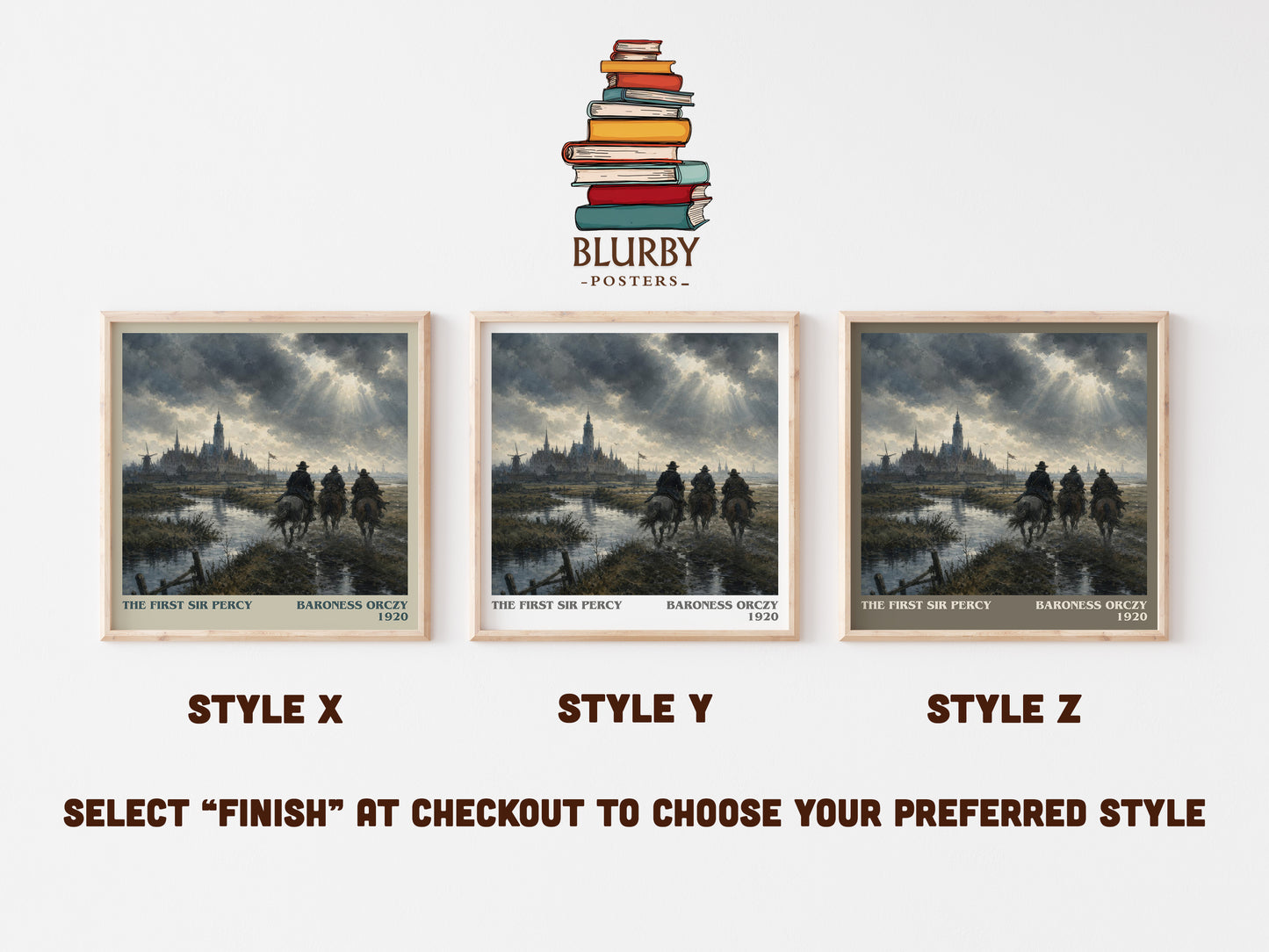 The First Sir Percy literary print in frame leaning in hallway – historical fiction wall art
