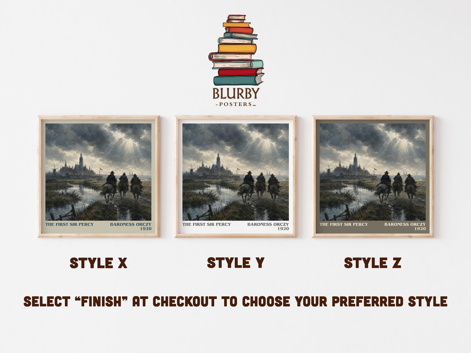 The First Sir Percy literary print in frame leaning in hallway – historical fiction wall art