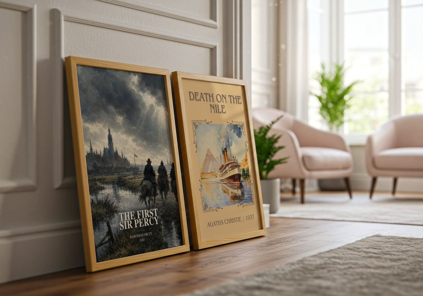 The First Sir Percy watercolour print framed by window – literary home decor
