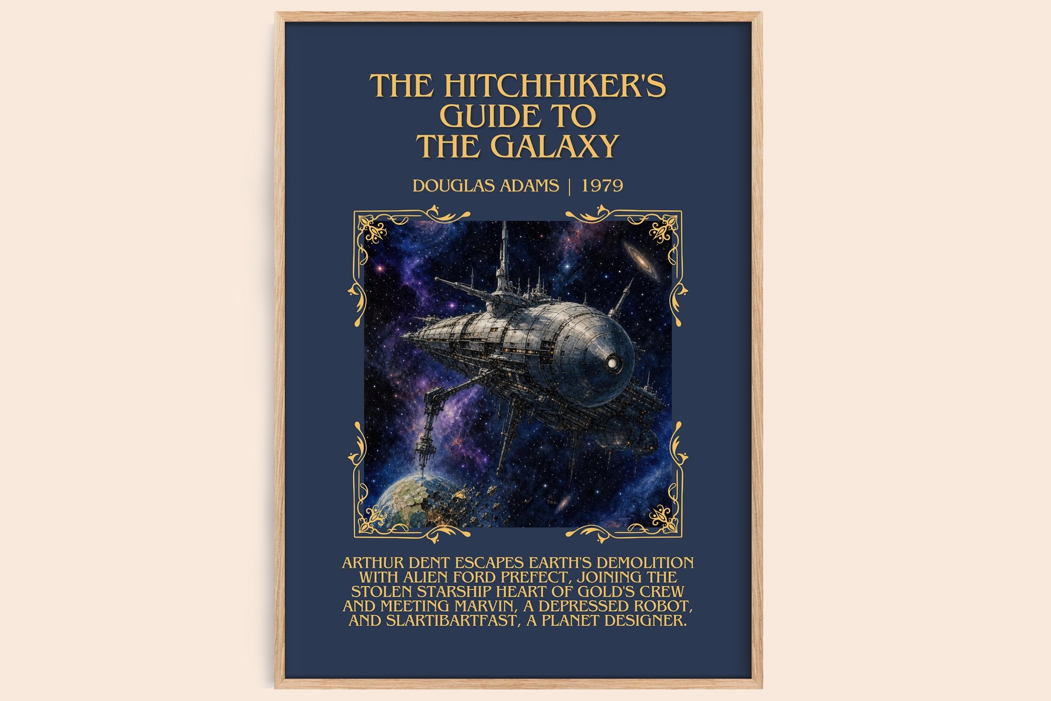 Hitchhiker's Guide to the Galaxy Minimalist Book Poster by D. Adams