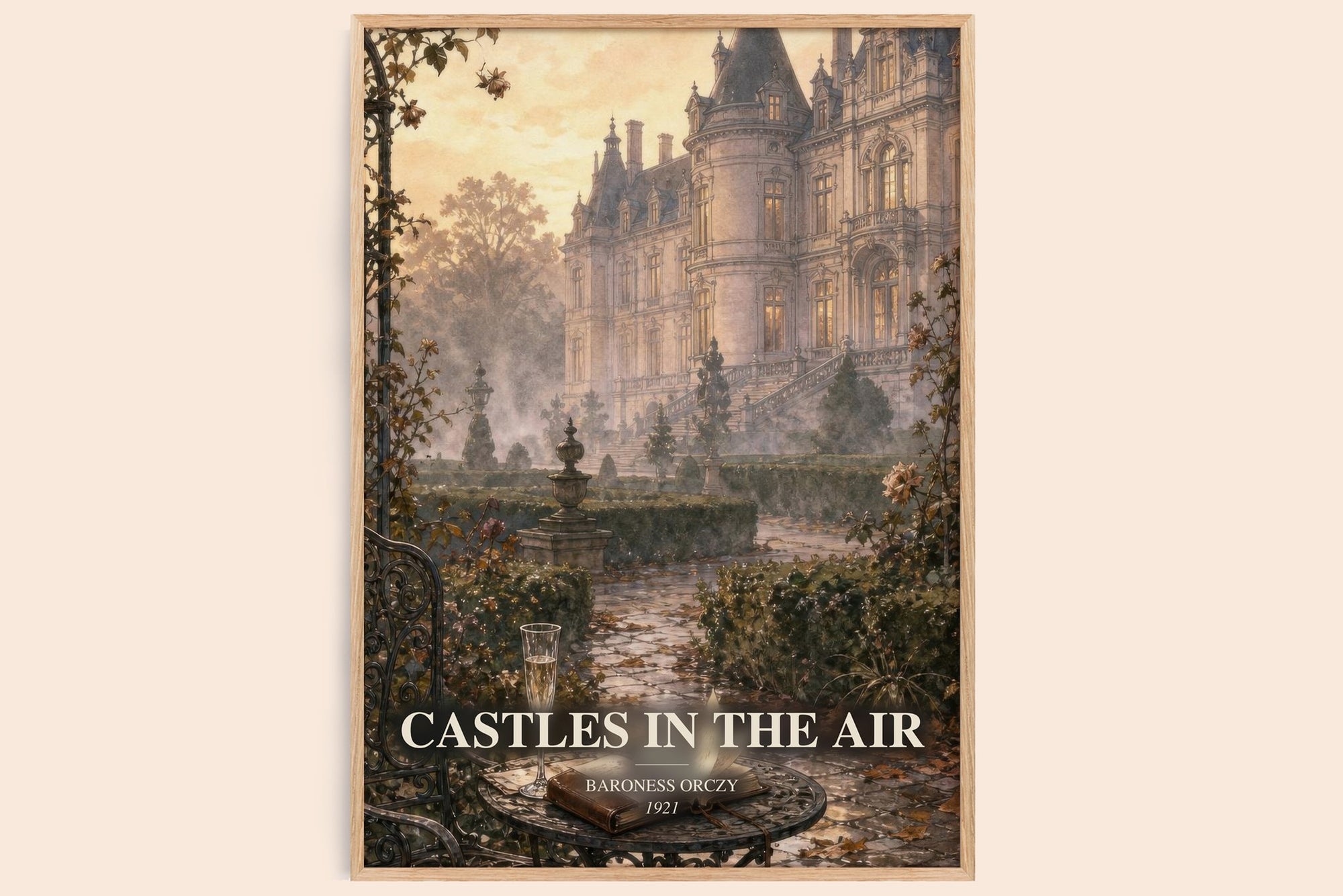 Castles In The Air watercolour book poster by Baroness Orczy – framed literary art print