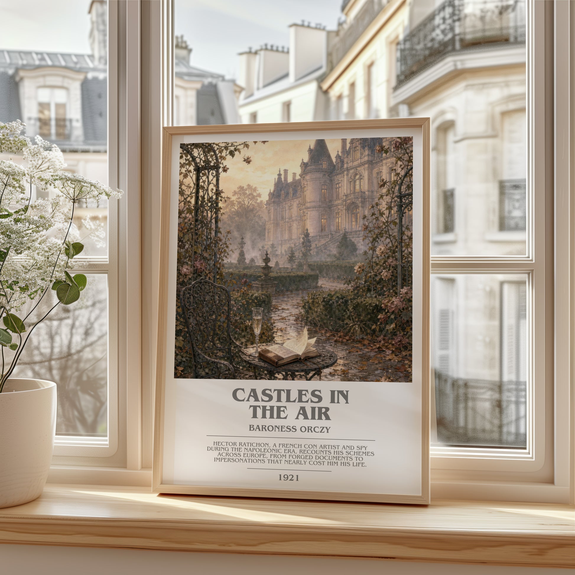 Castles In The Air bookish poster colour and style options – Baroness Orczy book art