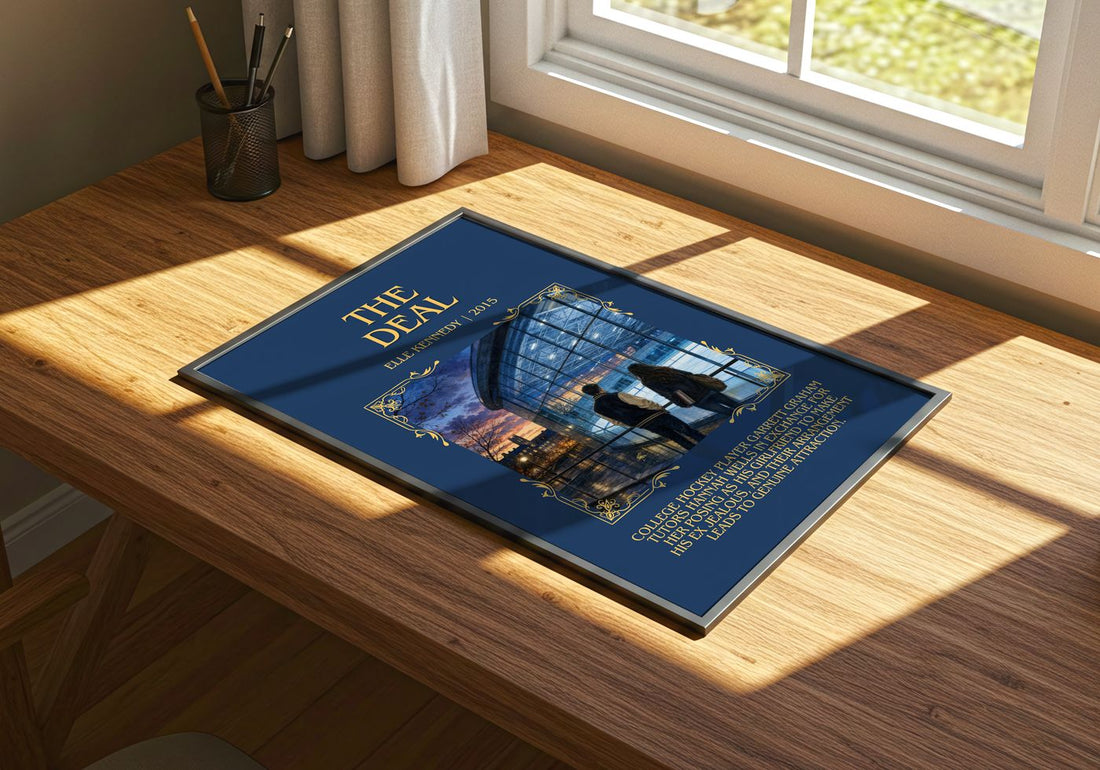 The Deal Minimalist Book Poster by Elle Kennedy – print on a sunlit desk