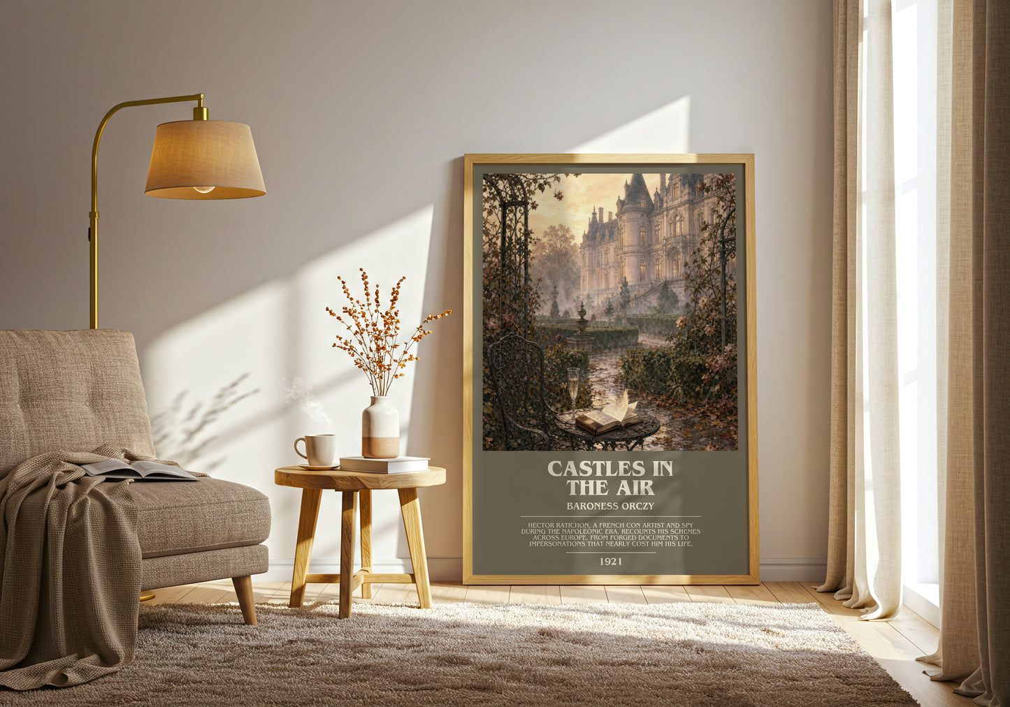 Castles In The Air bookish print on bookshelf – Baroness Orczy fan gift