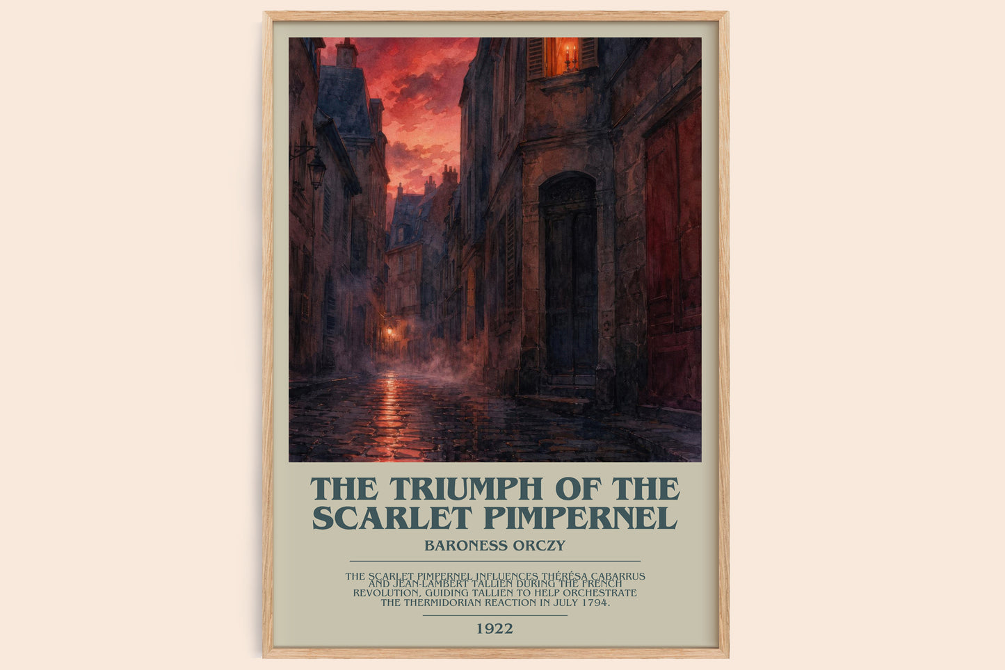 The Triumph Of The Scarlet Pimpernel bookish book poster by Baroness Orczy – framed literary art print