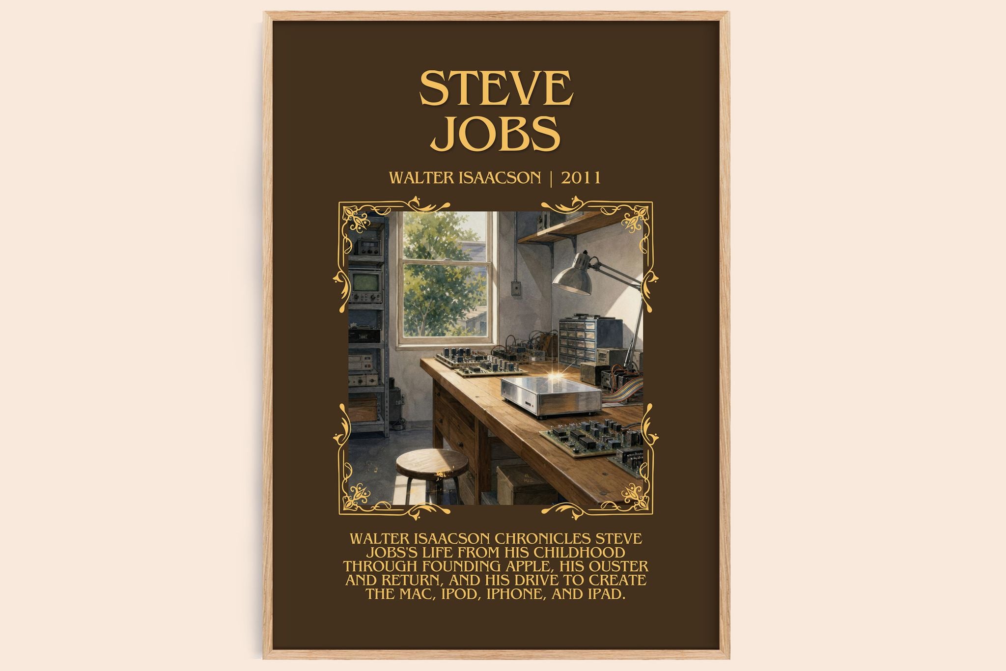Steve Jobs Minimalist Book Poster by Walter Isaacson