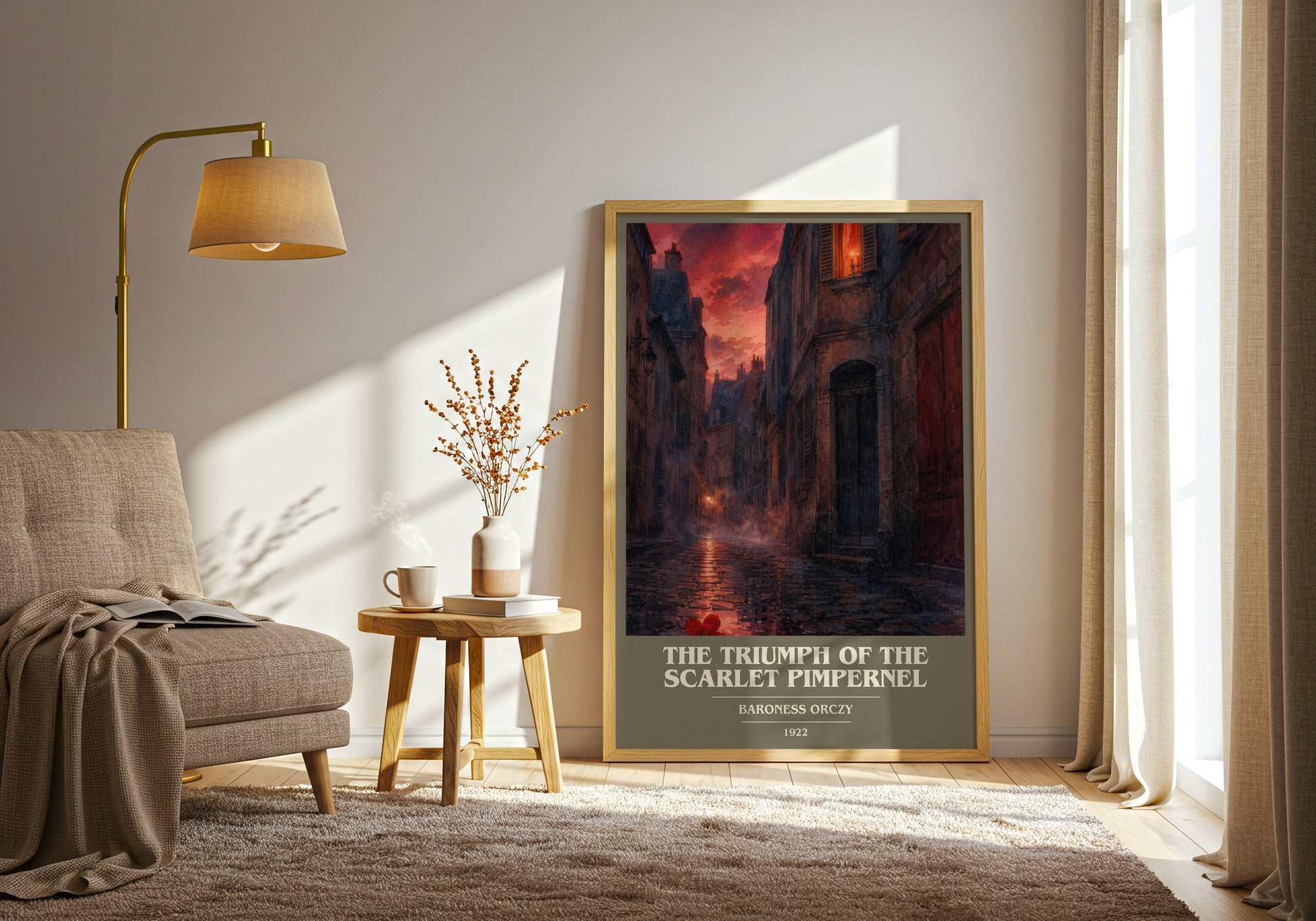 The Triumph Of The Scarlet Pimpernel book cover print on bookshelf – Baroness Orczy fan gift