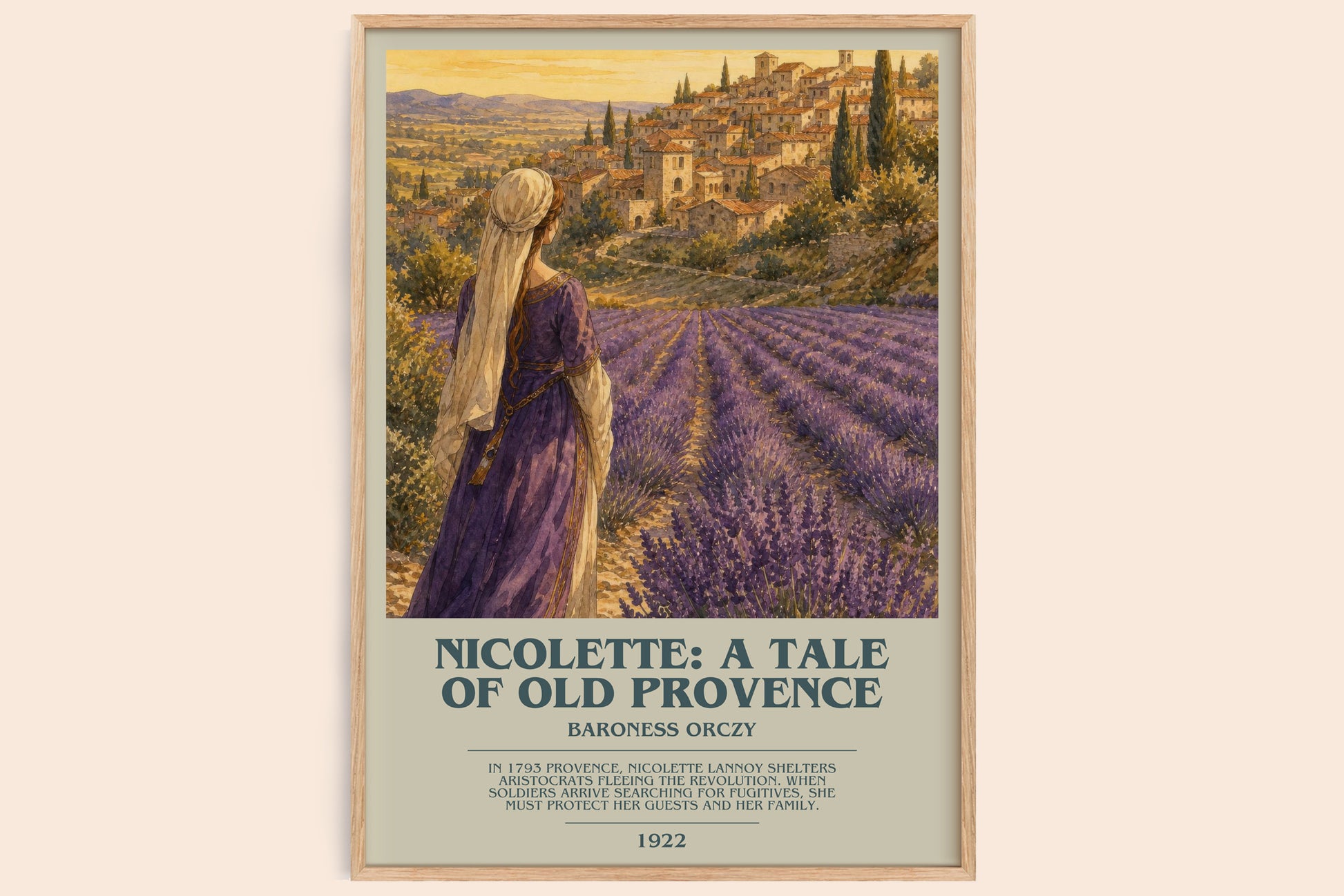 Nicolette: A Tale Of Old Provence bookish book poster by Baroness Orczy – framed literary art print