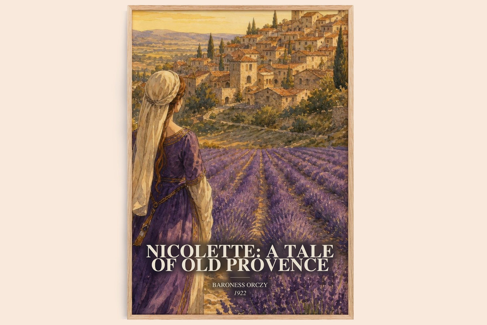 Nicolette: A Tale Of Old Provence watercolour book poster by Baroness Orczy – framed literary art print