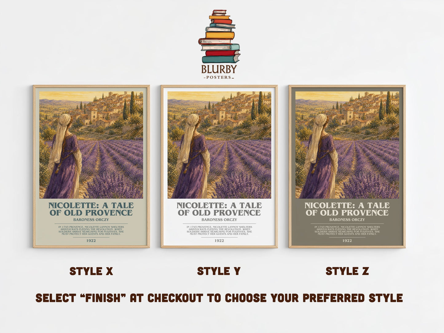 Nicolette: A Tale Of Old Provence bookish print in frame leaning in hallway – historical fiction wall art