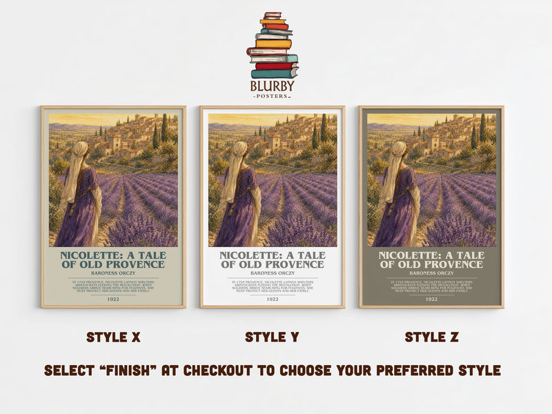 Nicolette: A Tale Of Old Provence bookish print in frame leaning in hallway – historical fiction wall art
