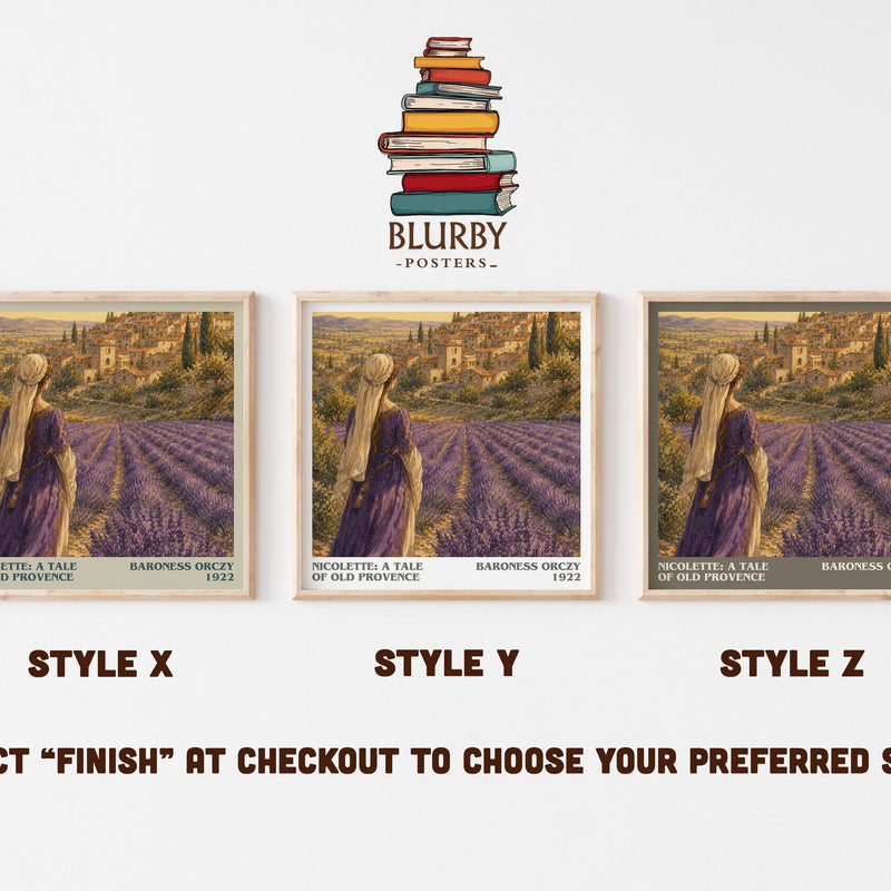 Nicolette: A Tale Of Old Provence literary print in frame leaning in hallway – historical fiction wall art