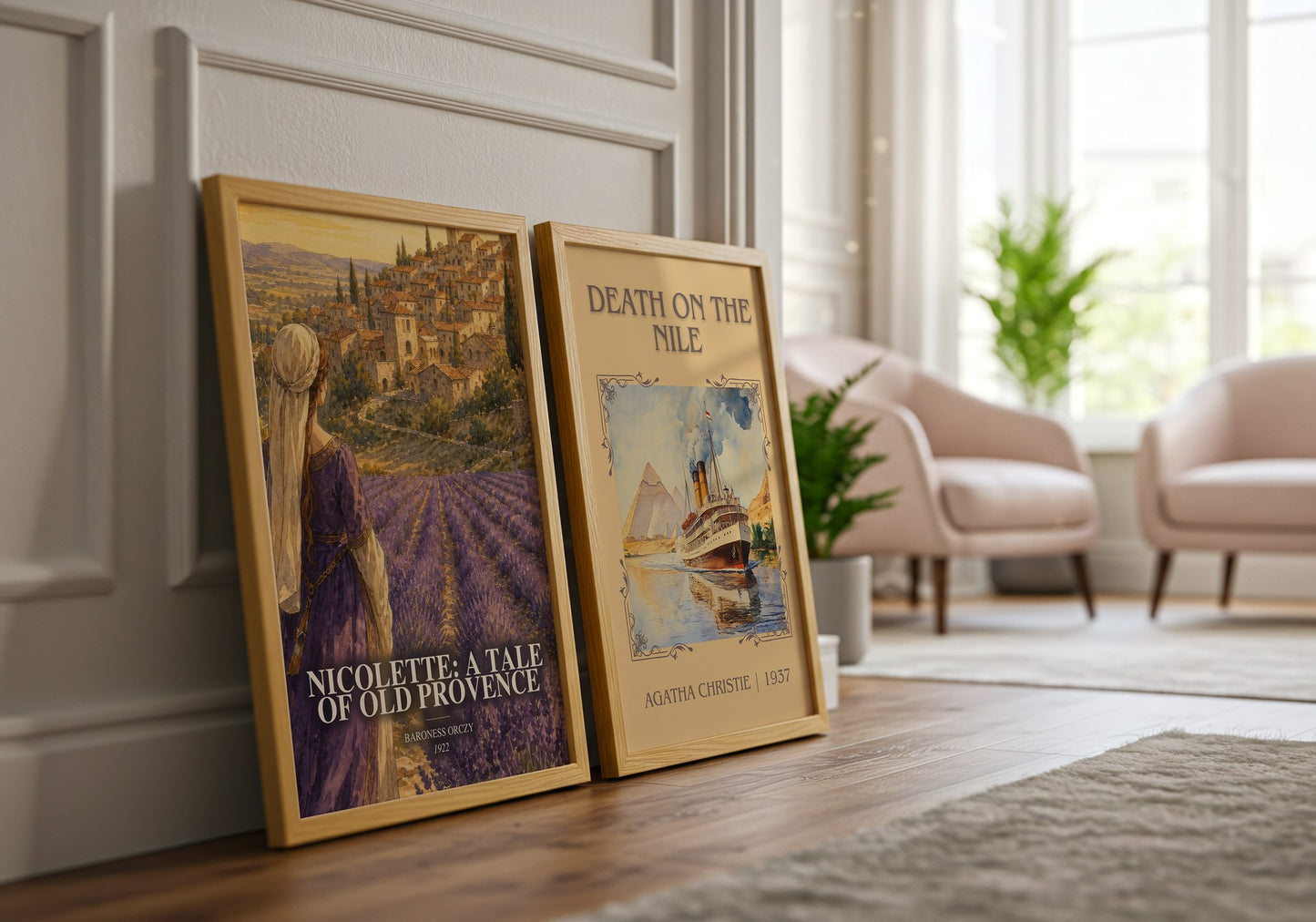 Nicolette: A Tale Of Old Provence watercolour print framed by window – literary home decor